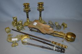 Brassware, Decorative Candlesticks, Fireside Companions, Ornaments, etc.