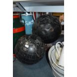 One 19" on stand and One 15" Phillips Slate Surface Globes