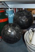 One 19" on stand and One 15" Phillips Slate Surface Globes