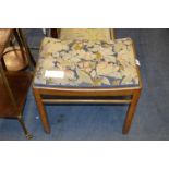 Walnut Framed Dressing Table Stool with Woolwork Seat