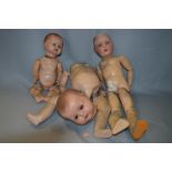 Three Potheaded Composition Bodied Dolls