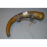 Engraved Brass Mounted Bull Horn