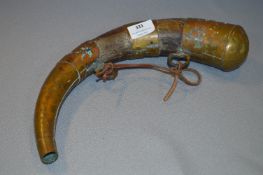Engraved Brass Mounted Bull Horn