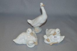 Set of Three Nao Lladro Figurines - Geese