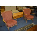 Pair of Ercol Windsor Lounge Armchairs Blue Label