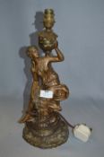 Spelter Bronze Effect Figurine Table Lamp