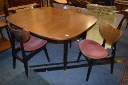 1950's E-Gomme G-Plan Teak & Ebonised Extending Dining Table with Four Chairs