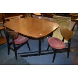 1950's E-Gomme G-Plan Teak & Ebonised Extending Dining Table with Four Chairs