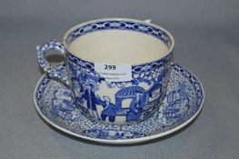 William Adams Blue & White Large Cup & Saucer