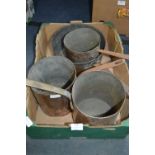 Four Large Copper & Brass Pans