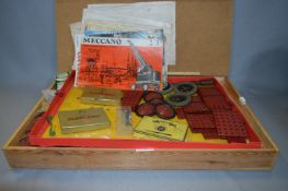 Box Containing Assorted Meccano Pieces and Booklets