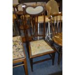 Edwardian Walnut Low Chair with Woolwork Seat & Back