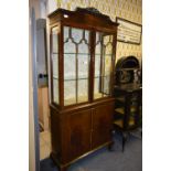 Edwardian Mahogany Two Door Display Cabinet with Cabinet Base