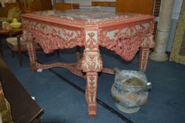 Decorative Carved French Centre Table with Marble Top