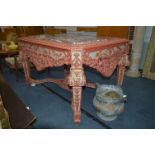 Decorative Carved French Centre Table with Marble Top