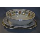 Victorian Floral Patterned Wash Bowl and Three Meat Plates