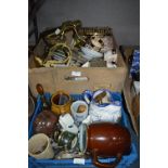 Pine Box and Small Crate Containing Assorted Tea Ware, Glassware...