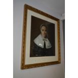 Gilt Framed Print - Portrait of a Lady by Frans Hals