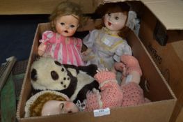 Three 1960's Hard Plastic Dolls and a Panda Bear Doll