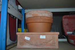 Two Terracotta Flower Pots and a Planter