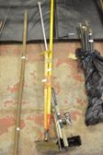 Assorted Garden Tools, Fishing Rod, etc.