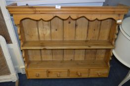 Pine Wall Mounted Plate Shelf with Four Drawers