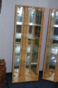 Beech Effect Corner Display Cabinet with Mirrored