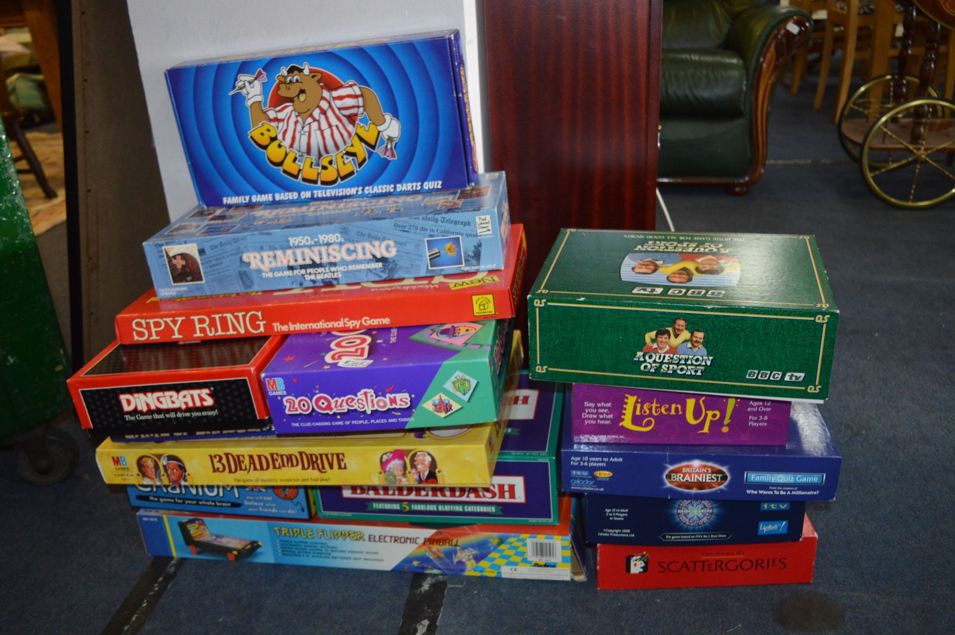 Collection of Board Games Including Bullseye, Ques