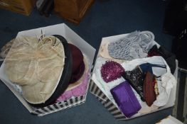 Two Hat Boxes Containing Wedding Hats and Handbags