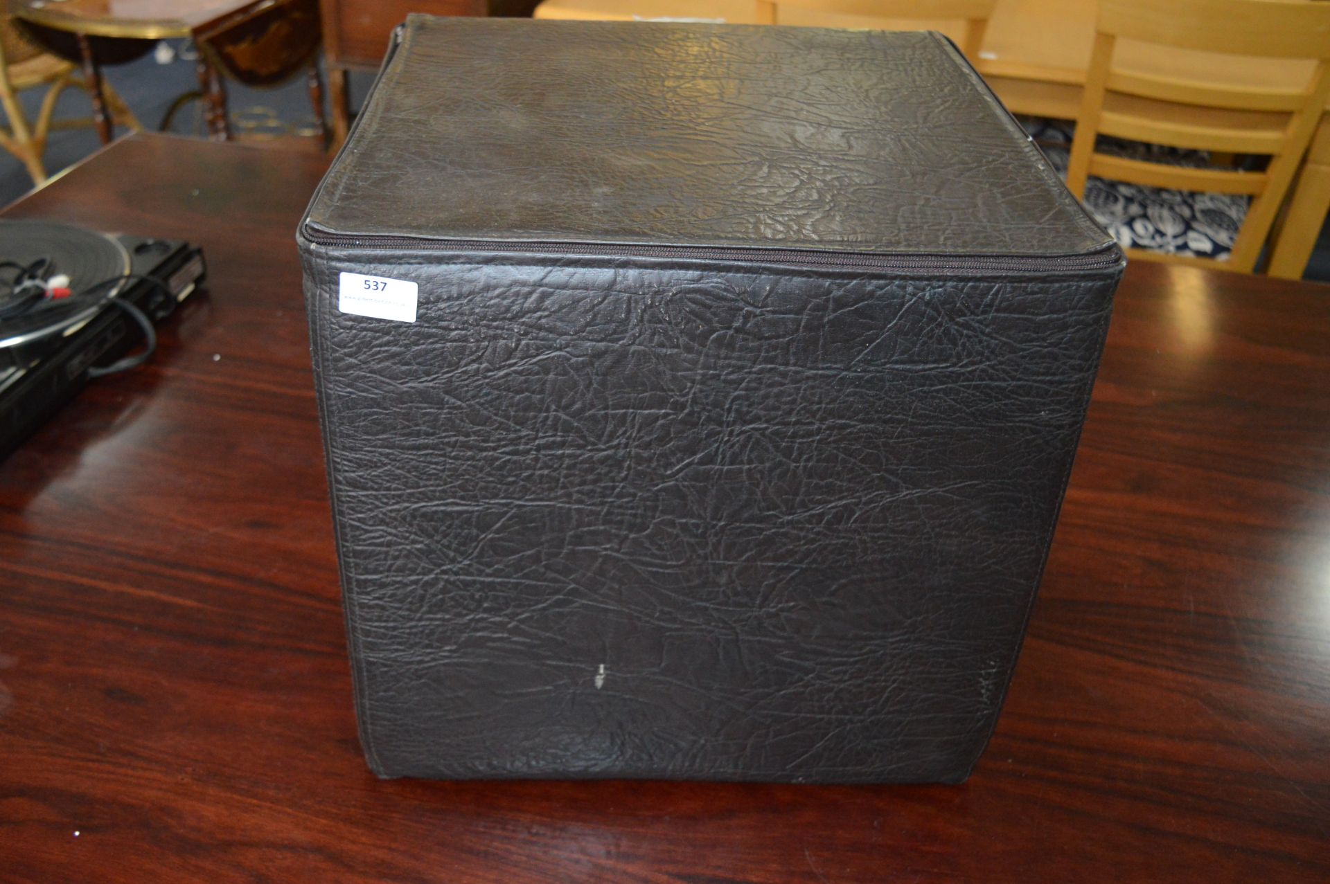 Brown Leatherette Ottoman Stool