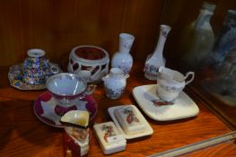 Collection of Pottery; Cabinet Cups, Aynsley Vase,