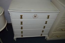 White Louis XIV Style Five Height Chest of Drawers