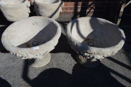 Pair of Reconstituted Limestone Garden Urns