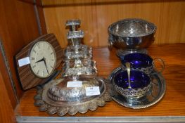 Collection of Silver Plate, Candlesticks, Serving