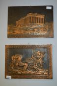 Pair of Copper Embossed Pictures - Greek Scenes