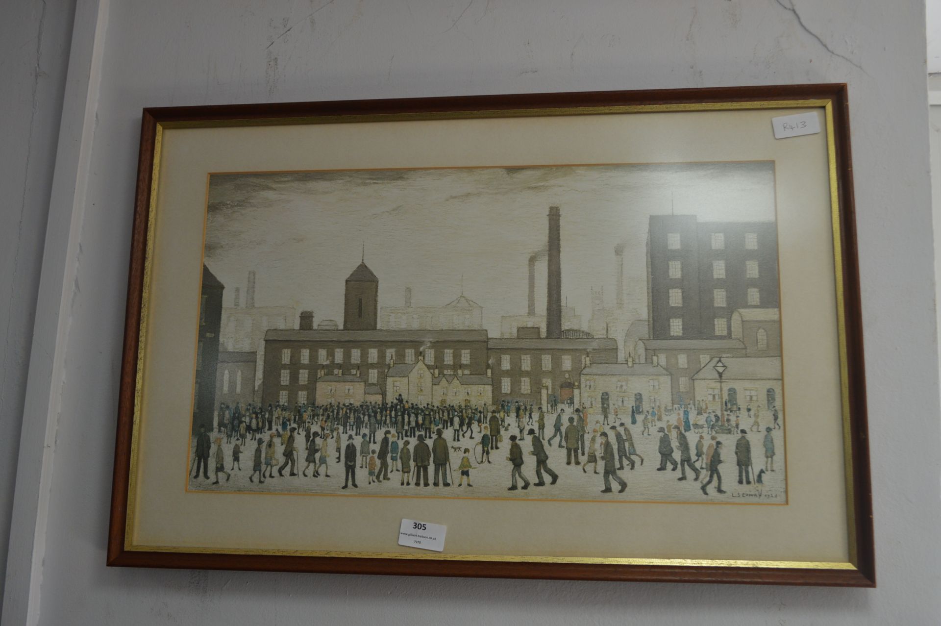 Large Framed L.S. Lowry Print - Street Scene