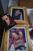 Two Framed Robbie Williams Signed Photos and Autob