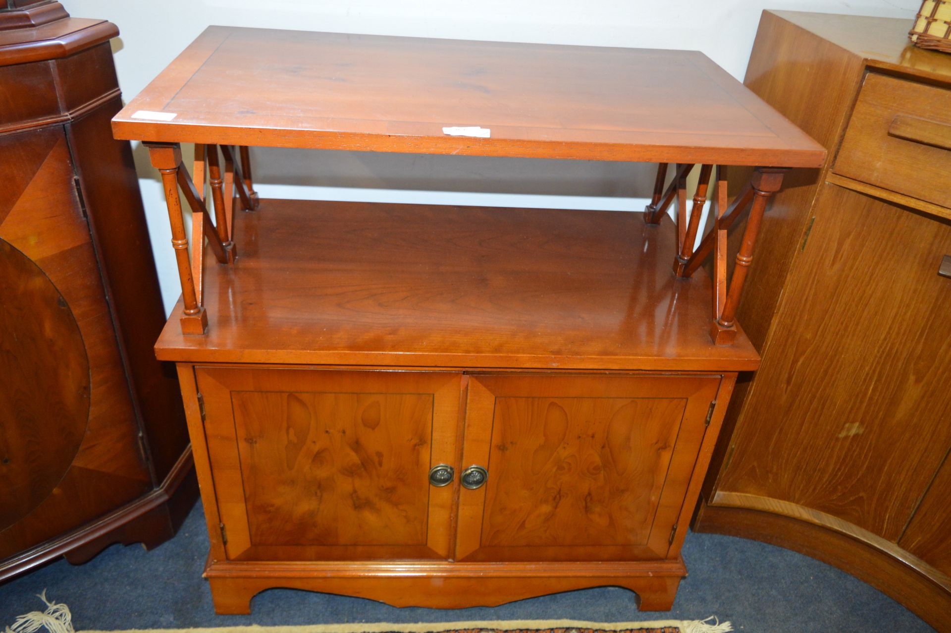 Walnut Effect Side Cabinet with Cupboard