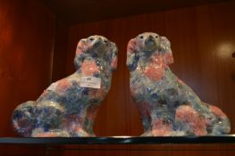 Pair of Floral Decorated Staffordshire Style Spaniels