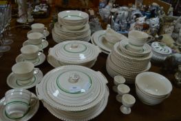 Green & Gilt Pottery Dinnerware (47 Pieces)