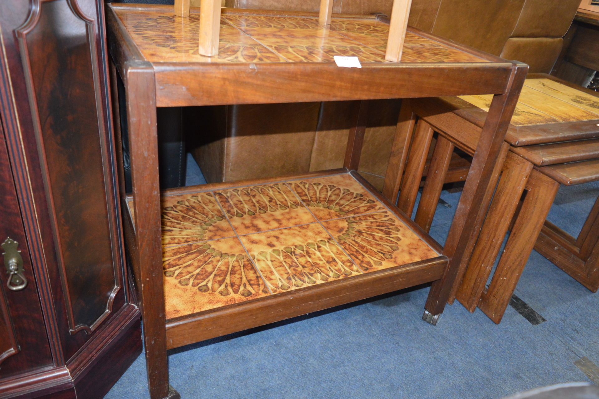 1970's Teak Tile Topped Trolley Table