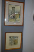 Pair of Framed Watercolours - The Old Mill Keyingh