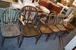 Four Stickback Dining Chairs Including one Carver