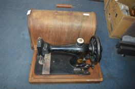 Walnut Cased Singer Hand Wound Sewing Machine