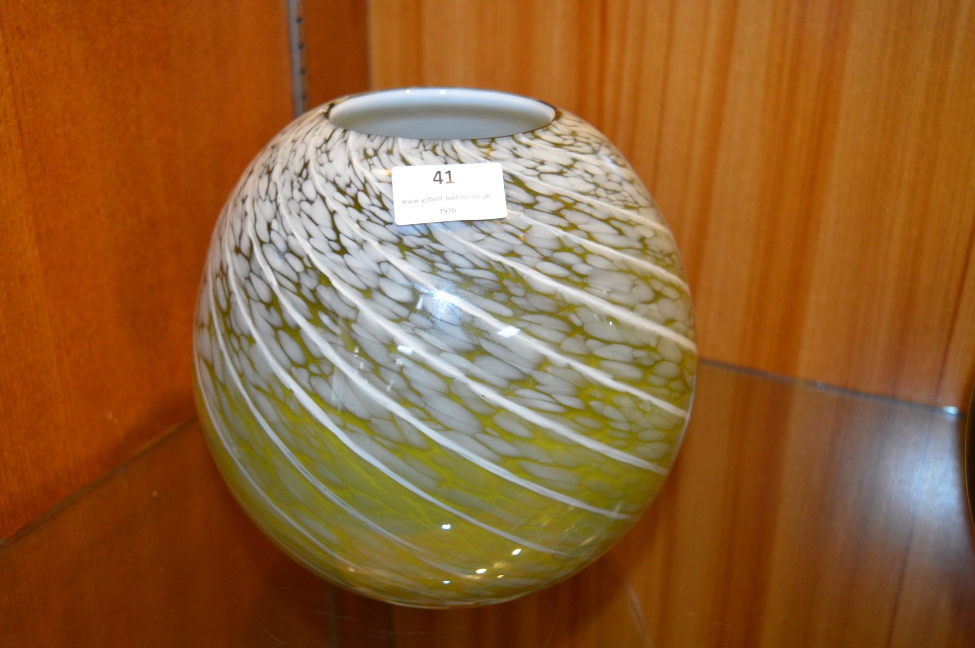 Green & White Mottled Glass Vase
