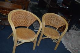 Pair of Cane & Wicker Tub Chairs