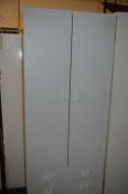 White Melamine Two Door Wardrobe with Three Drawer