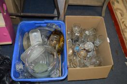 Two Boxes of Assorted Drinking Glassware, Fruit Bo