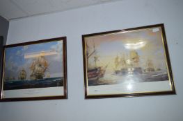 Pair of Framed Battleship Prints - HMS Victory and
