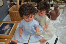 Two Large Plastic 1970's Dolls